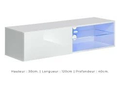 Price Factory Conjunto de móveis para sala de estar estilo industrial SWITCH M4. Cor branca.^ Móvel De Tv