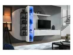 Móvel De Tv*Price Factory Conjunto de móveis para sala de estar estilo industrial SWITCH M7. Cor branca. Branco