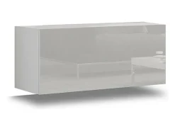 Hot Price Factory Conjunto de móveis para sala de estar e preto suspensos coleção CEPTO XVII 249cm, 10 móveis, com LEDs, moduláveis. Branco