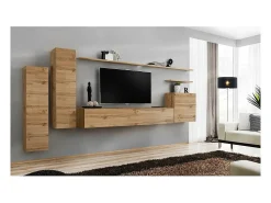 Price Factory Conjunto de móveis para sala de estar da coleção SWITCH I, design, cor carvalho Wotan.^ Móvel De Tv