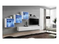 Hot Price Factory Conjunto de móveis para sala de estar SWITCH XX design, na cor branca brilhante. Branco