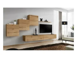 Price Factory Conjunto de móveis para sala de estar SWITCH X, design de parede, cor carvalho Wotan.^ Móvel De Tv