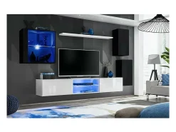 Móvel De Tv|Price Factory Conjunto de móveis para sala de estar SWITCH XXIII, design e branco Preto
