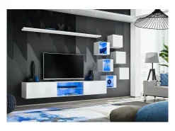 Móvel De Tv*Price Factory Conjunto de móveis para sala de estar SWITCH XXI, cor branca brilhante. Branco