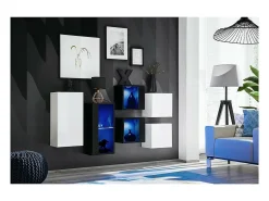 Móvel De Tv|Price Factory Conjunto de móveis para sala de estar SWITCH SBIV design. Cores e preto. Branco