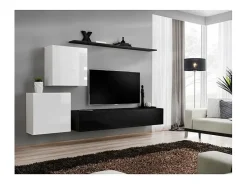 Sale Price Factory Conjunto de móveis para sala de estar SWITCH V, design em e branco brilhante. Preto