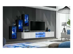 Móvel De Tv|Price Factory Conjunto de móveis para sala SWITCH XXII, design em e branco. Preto