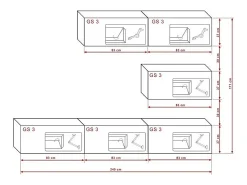 Price Factory Conjunto de móveis para sala de estar e preto, suspensos, coleção CEPTO XXV. 249cm, 6 móveis, com LEDs, modulares.^ Móvel De Tv