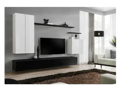 Móvel De Tv*Price Factory Conjunto de móveis para sala de estar coleção SWITCH II, design, cores e preto brilhante. Branco