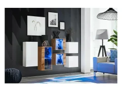 Móvel De Tv*Price Factory Conjunto de móveis para sala de estar SWITCH SBIV design. Cores carvalho e branco. Castanho / Branco
