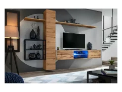 Móvel De Tv*Price Factory Conjunto de móveis para sala de estar estilo industrial SWITCH M5. Cor carvalho. Castanho