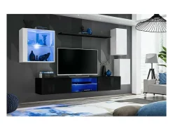 Clearance Price Factory Conjunto de móveis para sala de estar SWITCH XXIII, design em cores e preto. Branco