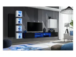 Móvel De Tv|Price Factory Conjunto de móveis para sala de estar SWITCH XXVI, design em e branco. Preto