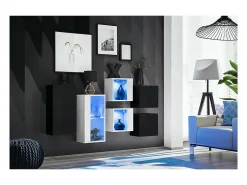 Móvel De Tv*Price Factory Conjunto de móveis para sala de estar SWITCH SBIV design. Cores e branco. Preto
