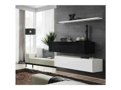 New Price Factory Conjunto de móveis para sala de estar SWITCH SBII design, nas cores branco e preto brilhante. Preto / Branco