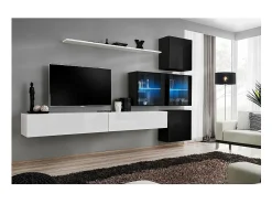 Móvel De Tv|Price Factory Conjunto de móveis para sala de estar SWITCH XIX, design em cores e preto brilhante. Branco