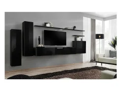 Móvel De Tv|Price Factory Conjunto de móveis para sala de estar coleção SWITCH I design, cor brilhante. Preto