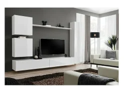 Móvel De Tv*Price Factory Conjunto de móveis para sala de estar SWITCH VIII, design moderno, na cor branca brilhante. Branco