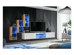 Móvel De Tv|Price Factory Conjunto de móveis para sala de estar SWITCH XXII, design em carvalho e branco. Castanho