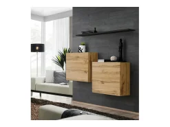 Móvel De Tv*Price Factory Conjunto de móveis para sala de estar SWITCH SBI design, na cor carvalho Wotan e prateleira preta. Castanho