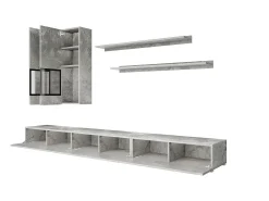 Sale Meublorama Conjunto de móveis para sala de estar da coleção RAMOS. Cor cinza efeito concreto. Cinzento