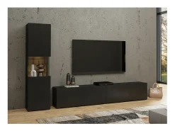 Online Meublorama Conjunto de móveis para TV e vitrine coleção EVA. Cor preta e carvalho. Preto