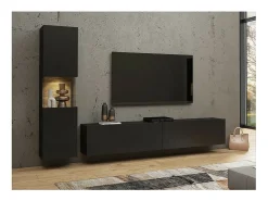 Online Meublorama Conjunto de móveis para TV e vitrine coleção EVA. Cor preta e carvalho. Preto