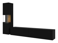 Online Meublorama Conjunto de móveis para TV e vitrine coleção EVA. Cor preta e carvalho. Preto