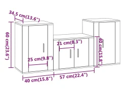 Móvel De Tv|Helloshop26 Conjunto de móveis Sonoma de madeira engenheirada com 3 peças (armário aparador suporte para TV sala de estar quarto sala de TV) - 02_0024637 Castanho