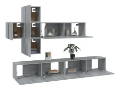Móvel De Tv*Helloshop26 Conjunto de móveis Sonoma de madeira engenheirada com 7 peças (armário aparador suporte para TV sala de estar quarto sala de TV) - 02_0025217 Castanho