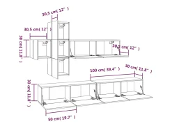 Móvel De Tv*Helloshop26 Conjunto de móveis Sonoma de madeira engenheirada com 7 peças (armário aparador suporte para TV sala de estar quarto sala de TV) - 02_0025217 Castanho