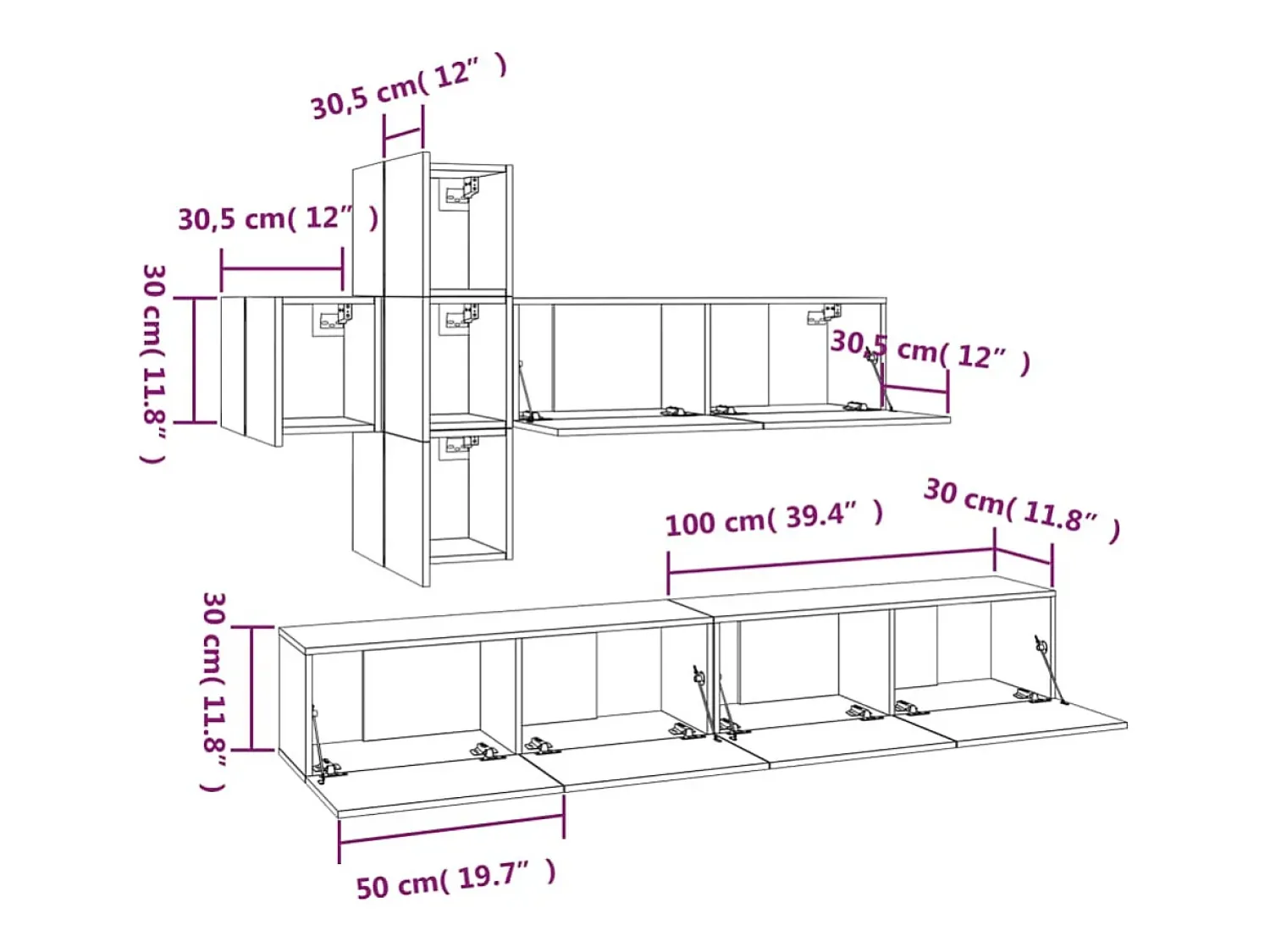 Móvel De Tv*Helloshop26 Conjunto de móveis Sonoma de madeira engenheirada com 7 peças (armário aparador suporte para TV sala de estar quarto sala de TV) - 02_0025217 Castanho