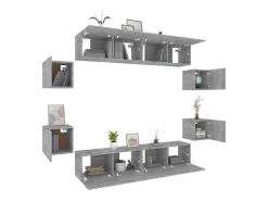 Clearance Helloshop26 Conjunto de móveis Sonoma de 8 peças em madeira engenheirada (armário aparador suporte para TV sala de estar quarto sala de TV) na cor cinza (02_0025327) Castanho
