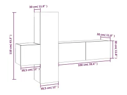 Hot Helloshop26 Conjunto de móveis Sonoma de 3 peças em madeira engenheirada (armário aparador suporte para TV sala de estar quarto sala de TV) - 02_0024631 Castanho