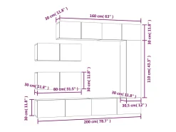Helloshop26 Conjunto de móveis Sonoma de madeira engenheirada com 7 peças (armário aparador suporte para TV sala de estar quarto sala de TV) - 02_0025218 Castanho