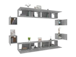Móvel De Tv*Helloshop26 Conjunto de móveis Sonoma de 8 peças em madeira engenheirada (armário aparador suporte para TV sala de estar quarto sala de TV) - 02_0025326 Castanho