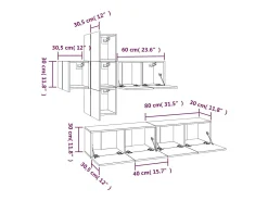 Móvel De Tv|Helloshop26 Conjunto de móveis Sonoma de madeira engenheirada com 7 peças (armário aparador suporte para TV sala de estar quarto sala de TV) - 02_0025215 Castanho