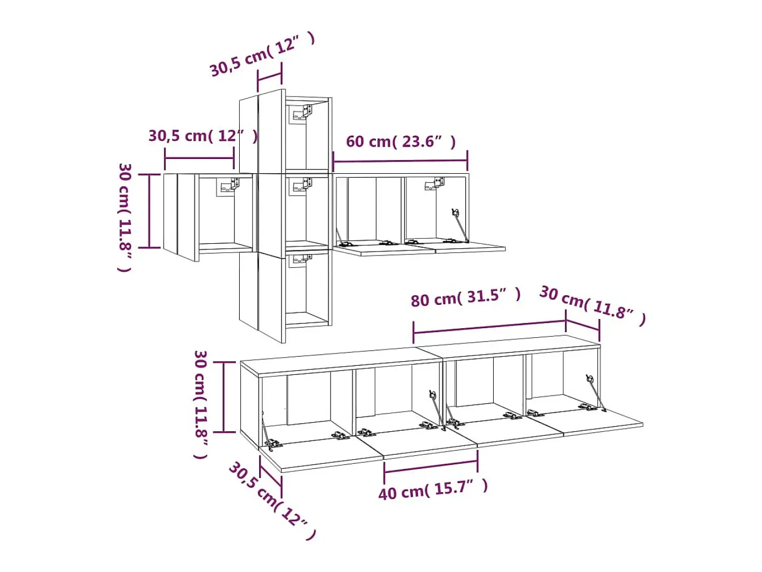 Móvel De Tv|Helloshop26 Conjunto de móveis Sonoma de madeira engenheirada com 7 peças (armário aparador suporte para TV sala de estar quarto sala de TV) - 02_0025215 Castanho