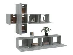 Best Helloshop26 Conjunto de móveis Sonoma de madeira engenheirada com 7 peças (armário aparador suporte para TV sala de estar quarto sala de TV) - 02_0025213 Castanho