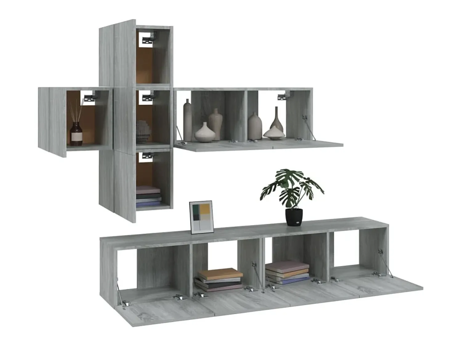 Best Helloshop26 Conjunto de móveis Sonoma de madeira engenheirada com 7 peças (armário aparador suporte para TV sala de estar quarto sala de TV) - 02_0025213 Castanho