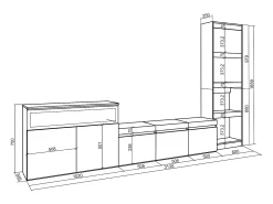 Skraut Home Conjunto de móveis TV, 310x35x186cm, Para televisores até 65", Lareira eléctrica, Cimento^ Móvel De Tv
