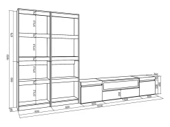 Skraut Home Conjunto de móveis TV, 320x35x186cm, Para televisores até 80", Lareira eléctrica, Cimento^ Móvel De Tv
