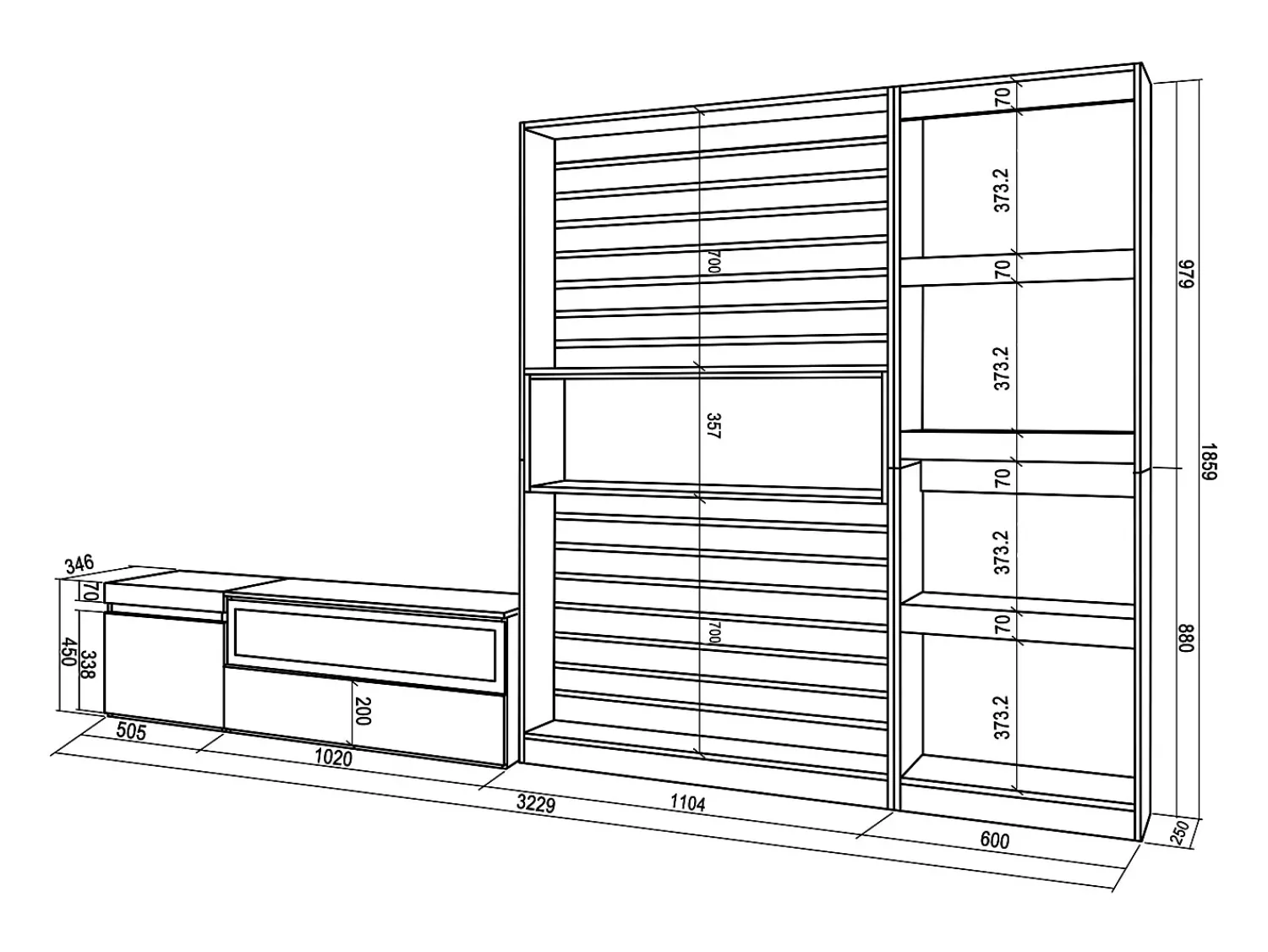 Móvel De Tv*Skraut Home Conjunto de móveis TV, 320x35x186cm, Lareira eléctrica, Carvahlo e preto Natural claro