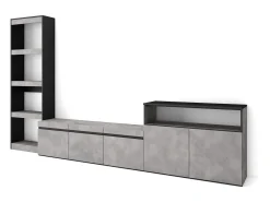 Skraut Home Conjunto de móveis TV, 310x35x186cm, Para televisores até 65", Estante para TV, Cimento^ Móvel De Tv