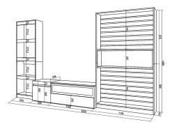 Sale Skraut Home Conjunto de móveis TV, 320x35x186cm, Lareira eléctrica, Carvahlo e preto Natural claro