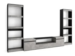 Skraut Home Conjunto de móveis TV, 320x35x186cm, Para televisores até 80", Estante para TV, Cimento^ Móvel De Tv