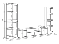 Skraut Home Conjunto de móveis TV, 320x35x186cm, Para televisores até 80