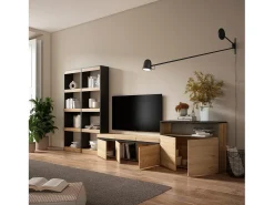 New Skraut Home Conjunto de móveis TV, 370x35x186cm, Para televisores até 65
