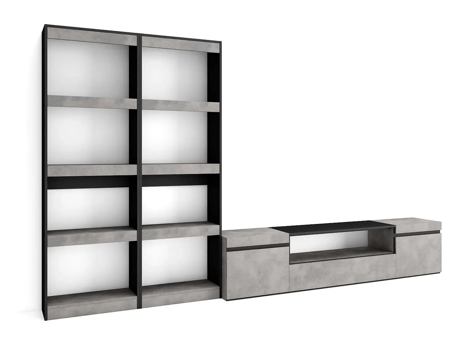 Móvel De Tv*Skraut Home Conjunto de móveis TV, 320x35x186cm, Para televisores até 80", Estante para TV, Cimento Cinzento