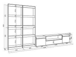 Móvel De Tv*Skraut Home Conjunto de móveis TV, 320x35x186cm, Para televisores até 80